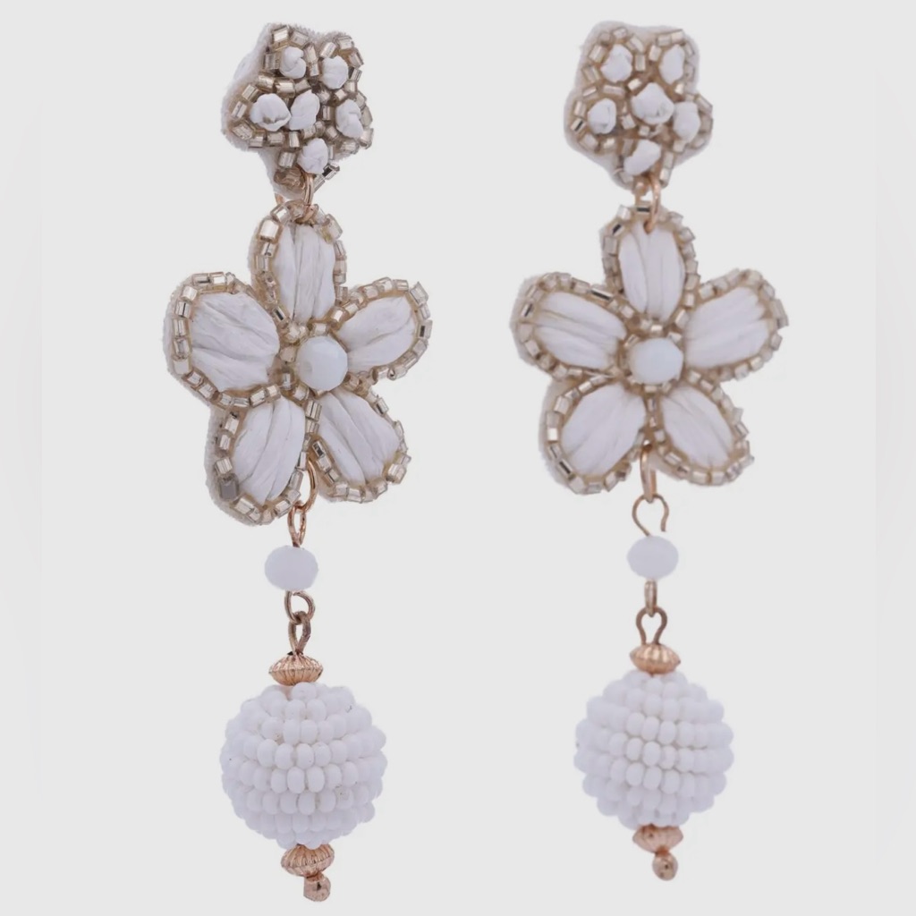 New Elegant White Floral Drop Earrings!